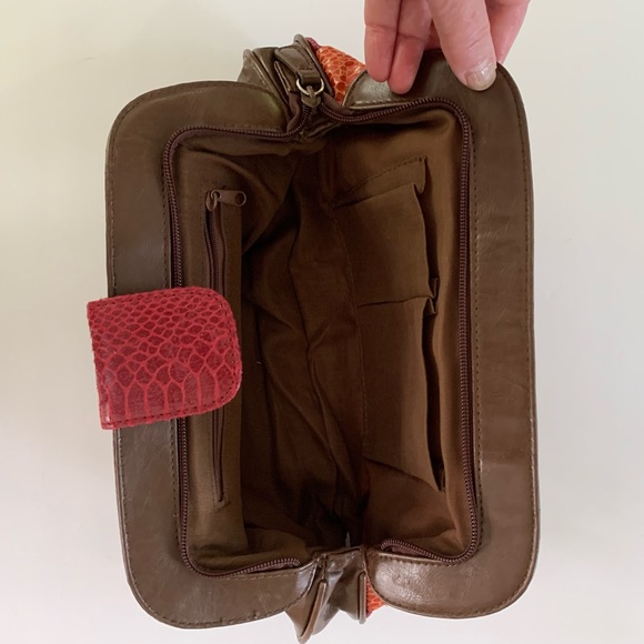 EUC Faux Snakeskin Clutch w Sunburst Pattern 70s Disco Bohemian Vibe - Picture 4 of 5